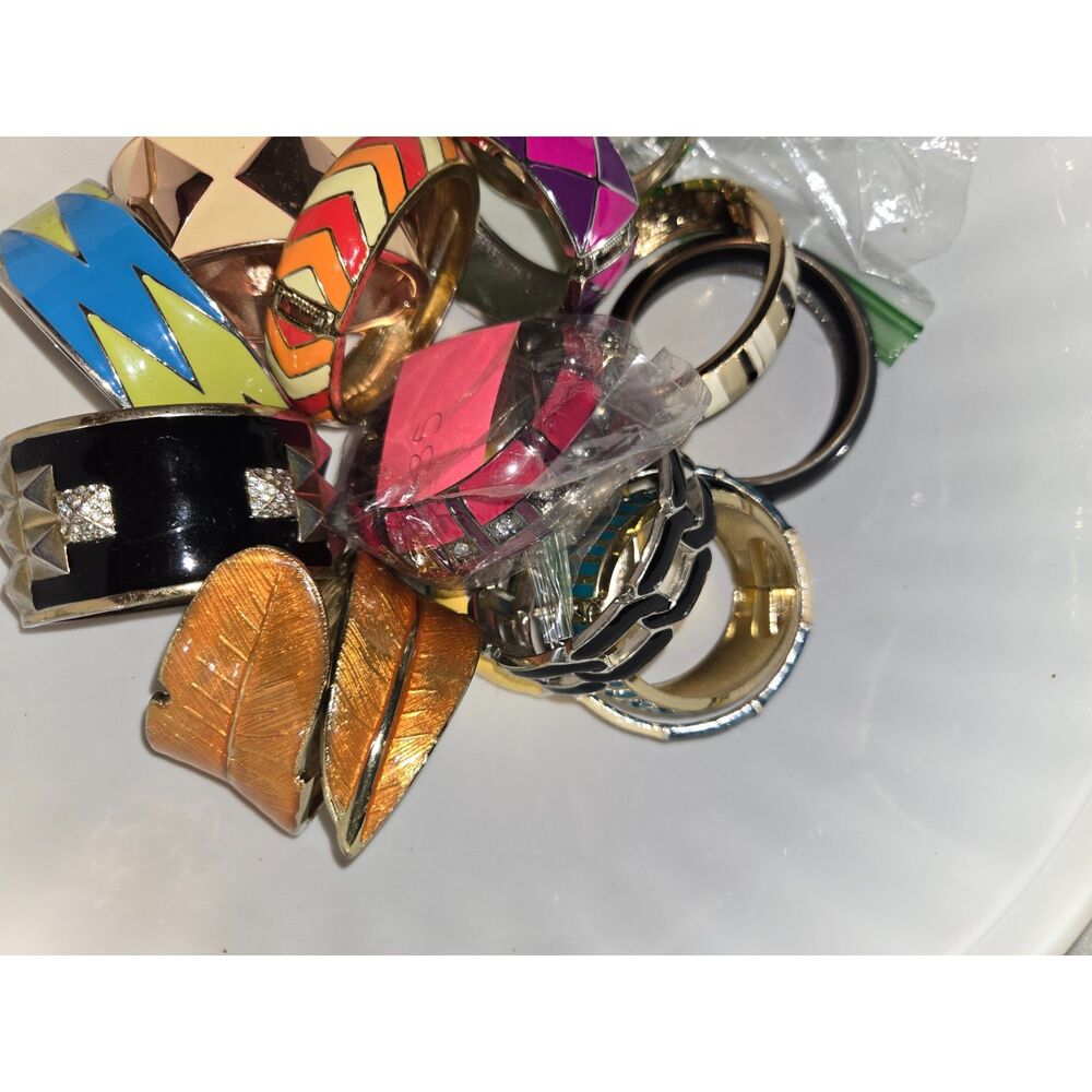Bangles (l-5) Reseller's Lot - black, gold, metallic, enamel cuff 17 pieces